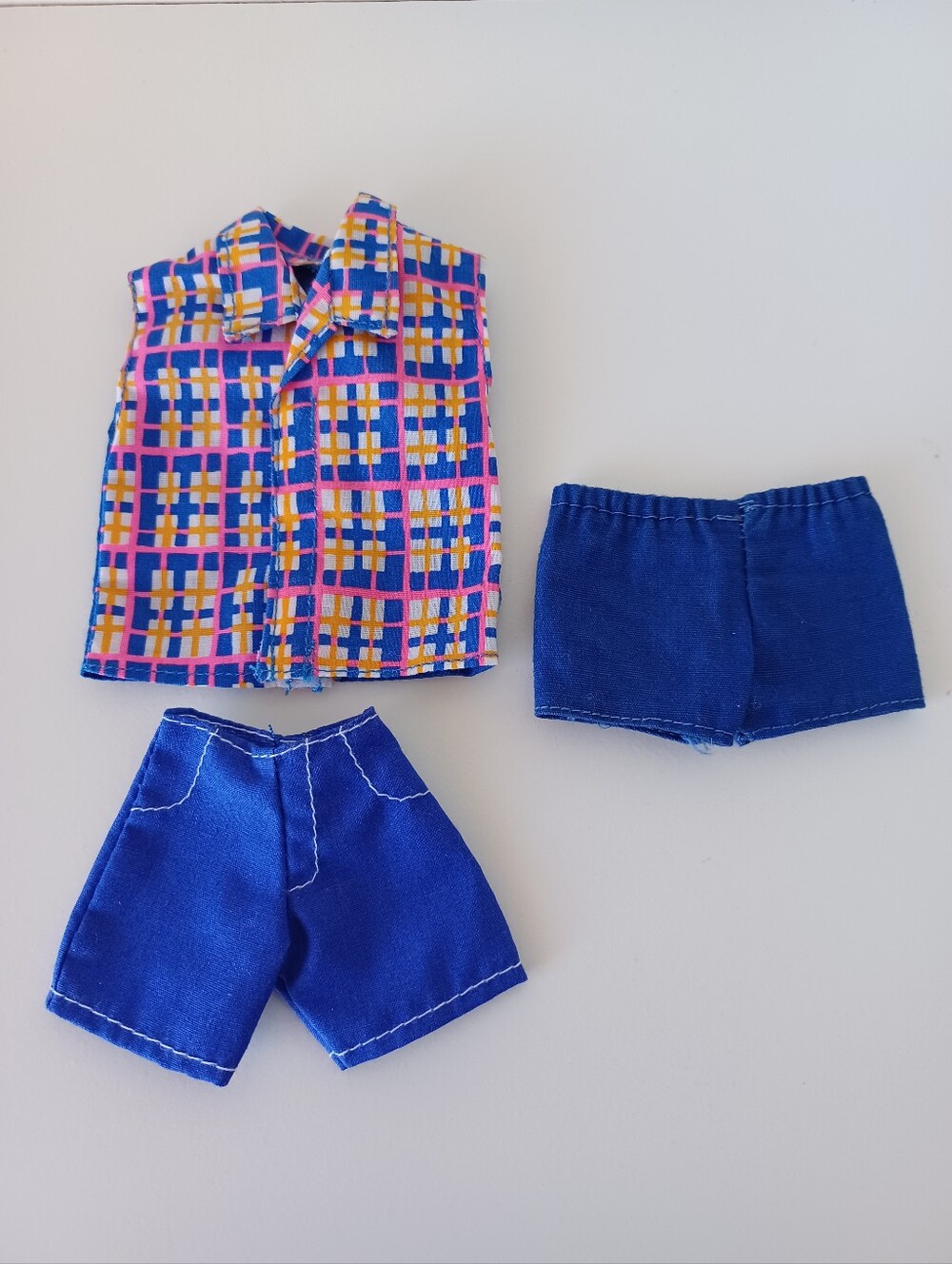 Vintage Barbie Ken Outfit Two Shorts And Vest Summer Clothes Toy Collectible